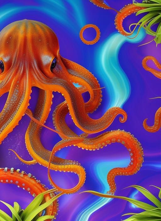 purple and orange octopus