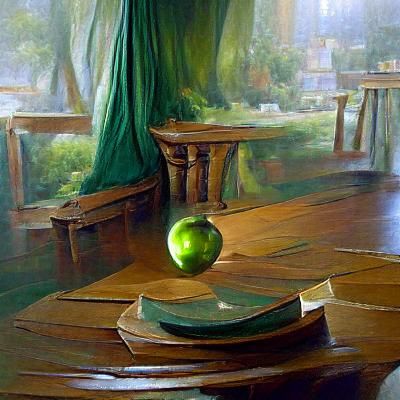 A beautiful green apple with different shades of green on a ...