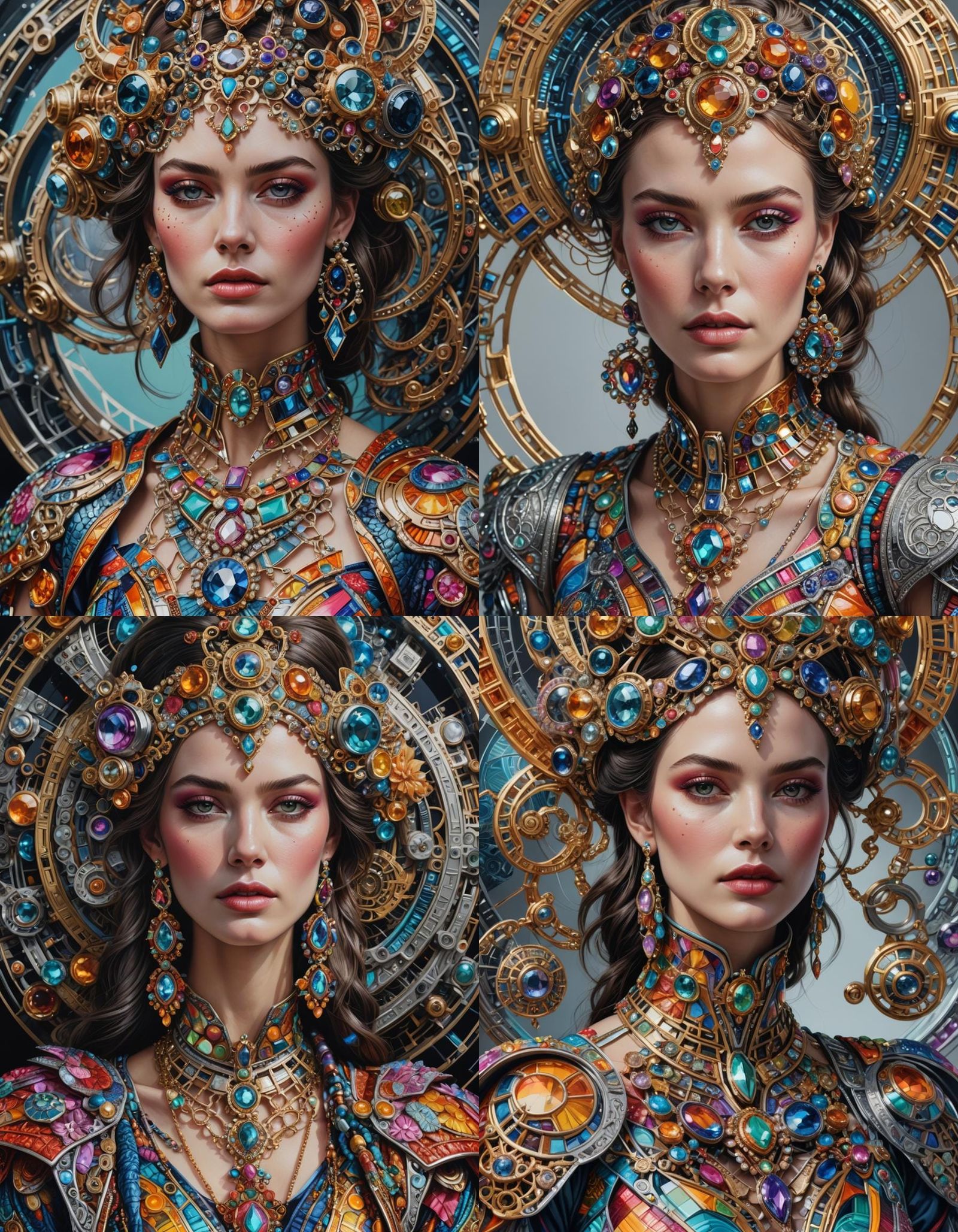 Hyperrealistic portrait of a beautiful woman wearing intrica...
