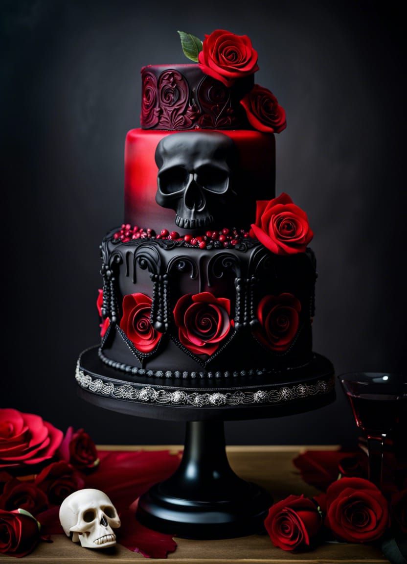 Gothic themed Wedding Cake  by @Matej