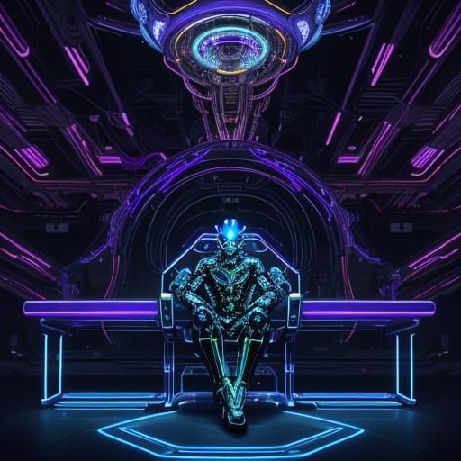 Robot Contemplates Glowing Flower in Sci-Fi Concept Art