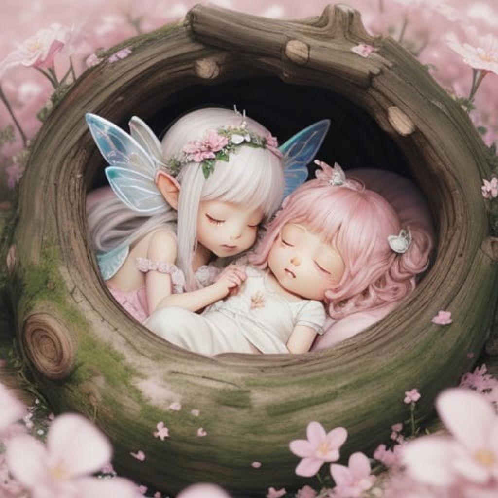Magical Fairy Mother and Baby in Anime Style