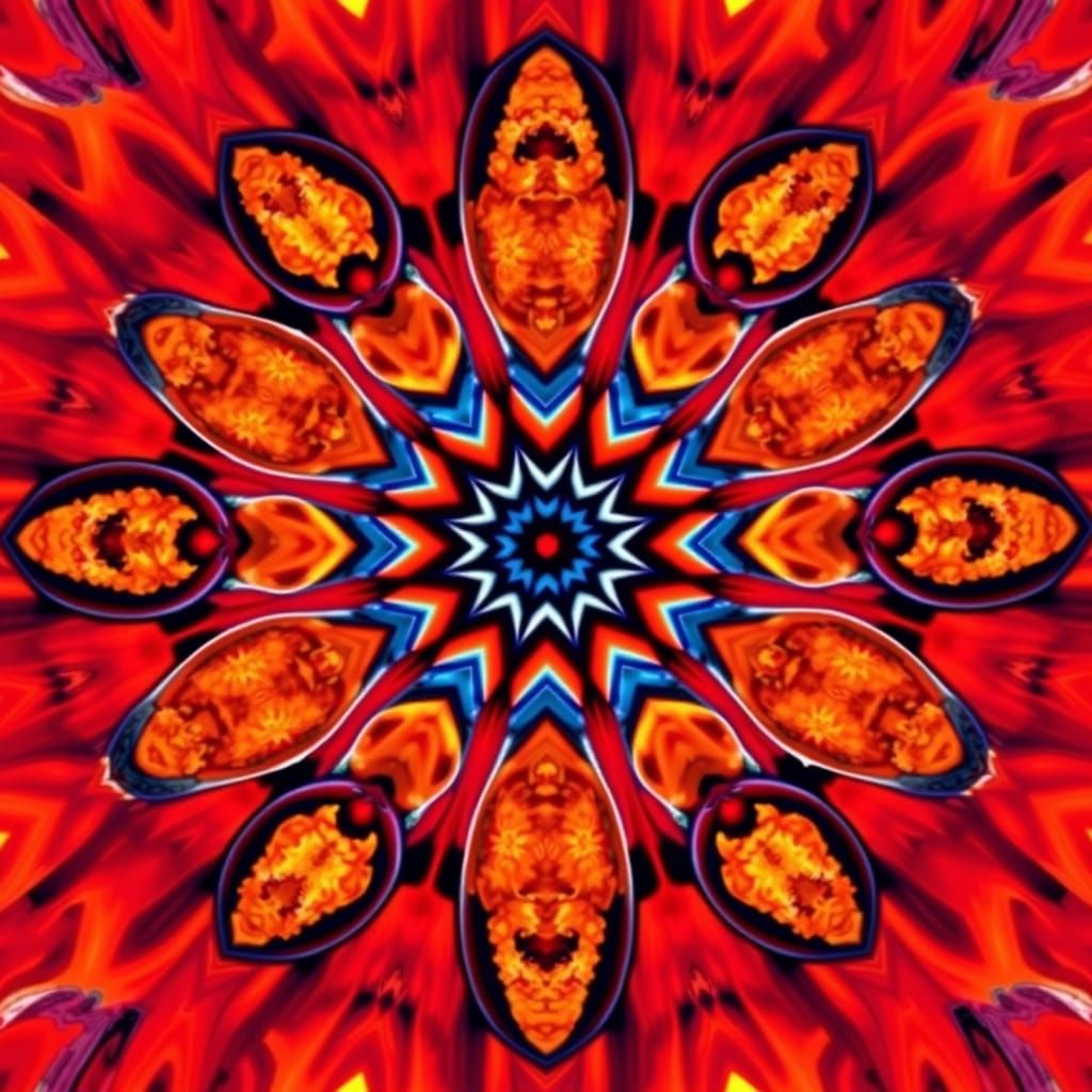 Kaleidoscope of Chicken Vindaloo in Pop Art Style
