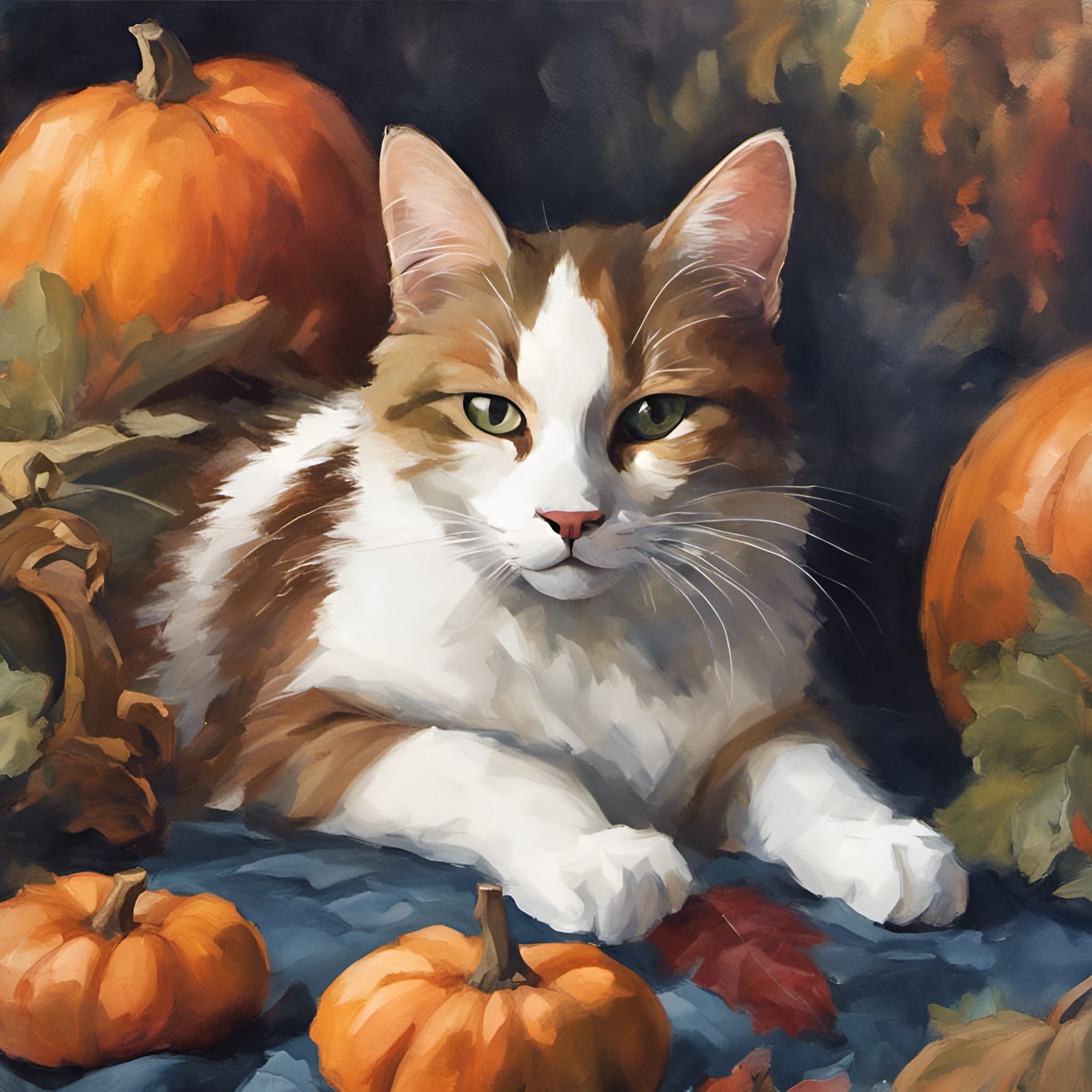 Cat sleeping on a pumpkin. Halloween theme. Bokeh, matte, photo ...