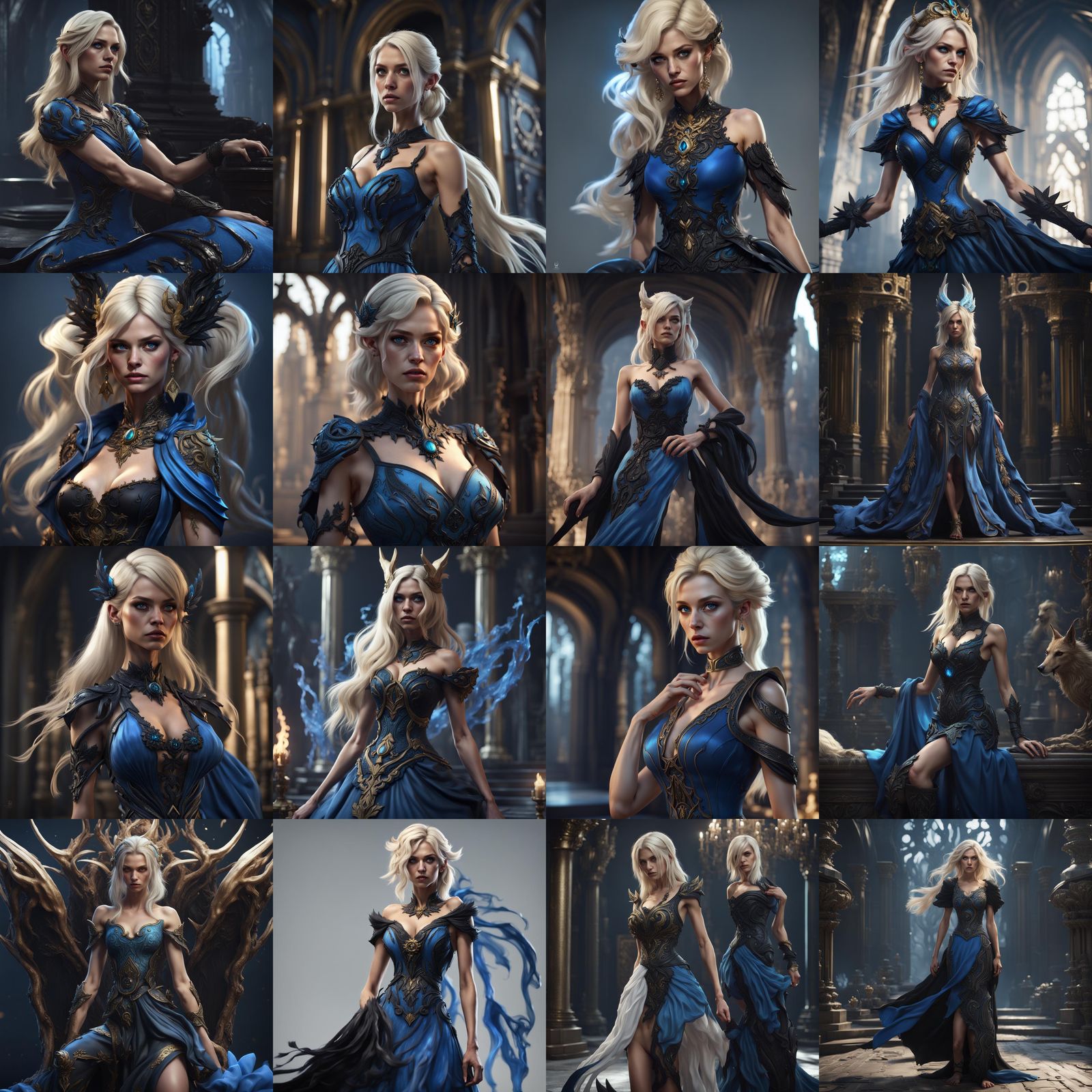 Unhappy Kindred in Blue and Black Dress
