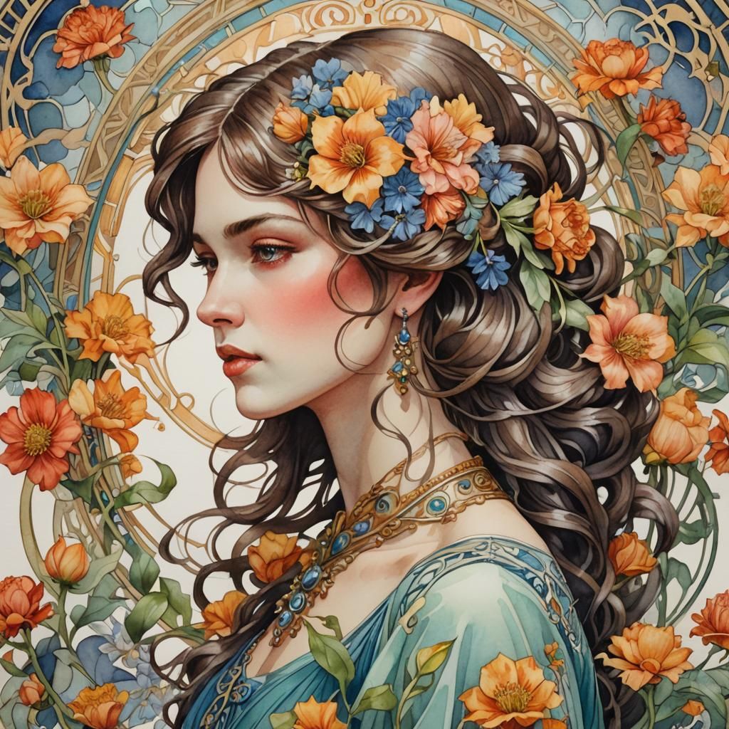 Art nouveau, young woman