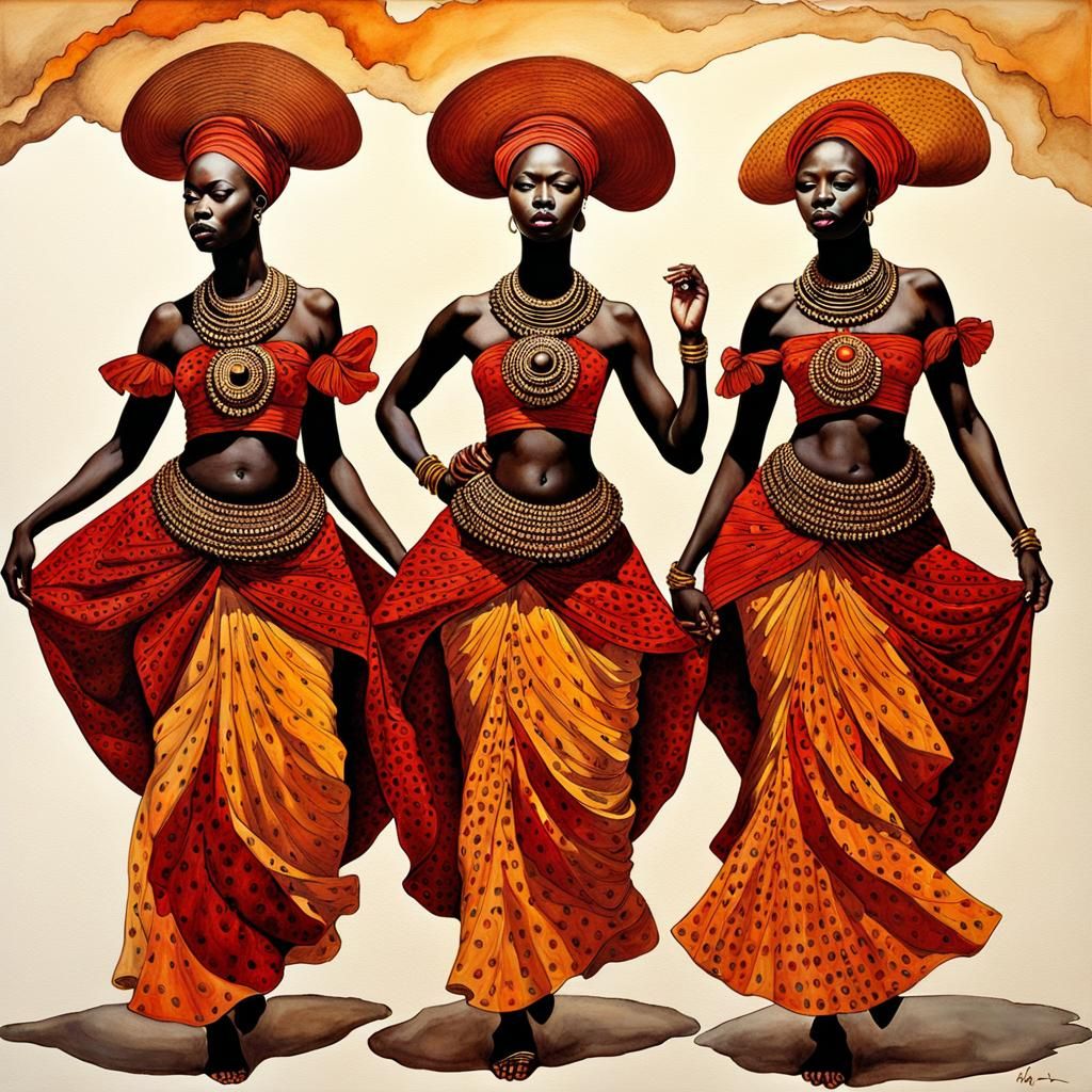3 WASA WOMEN IN GHANIAN GARB DANCING  by @INTERCEDENCE