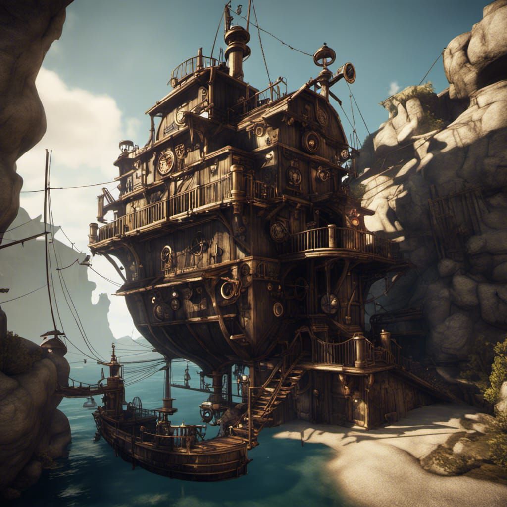 Steampunk Pirate Hideout   by @Oriwalker