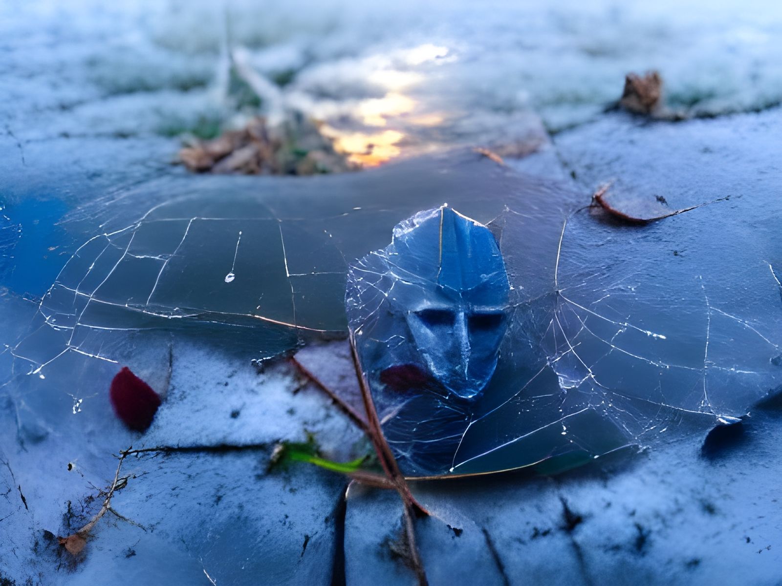 encapsulated in frost, he accepts his final lonely, dark des...