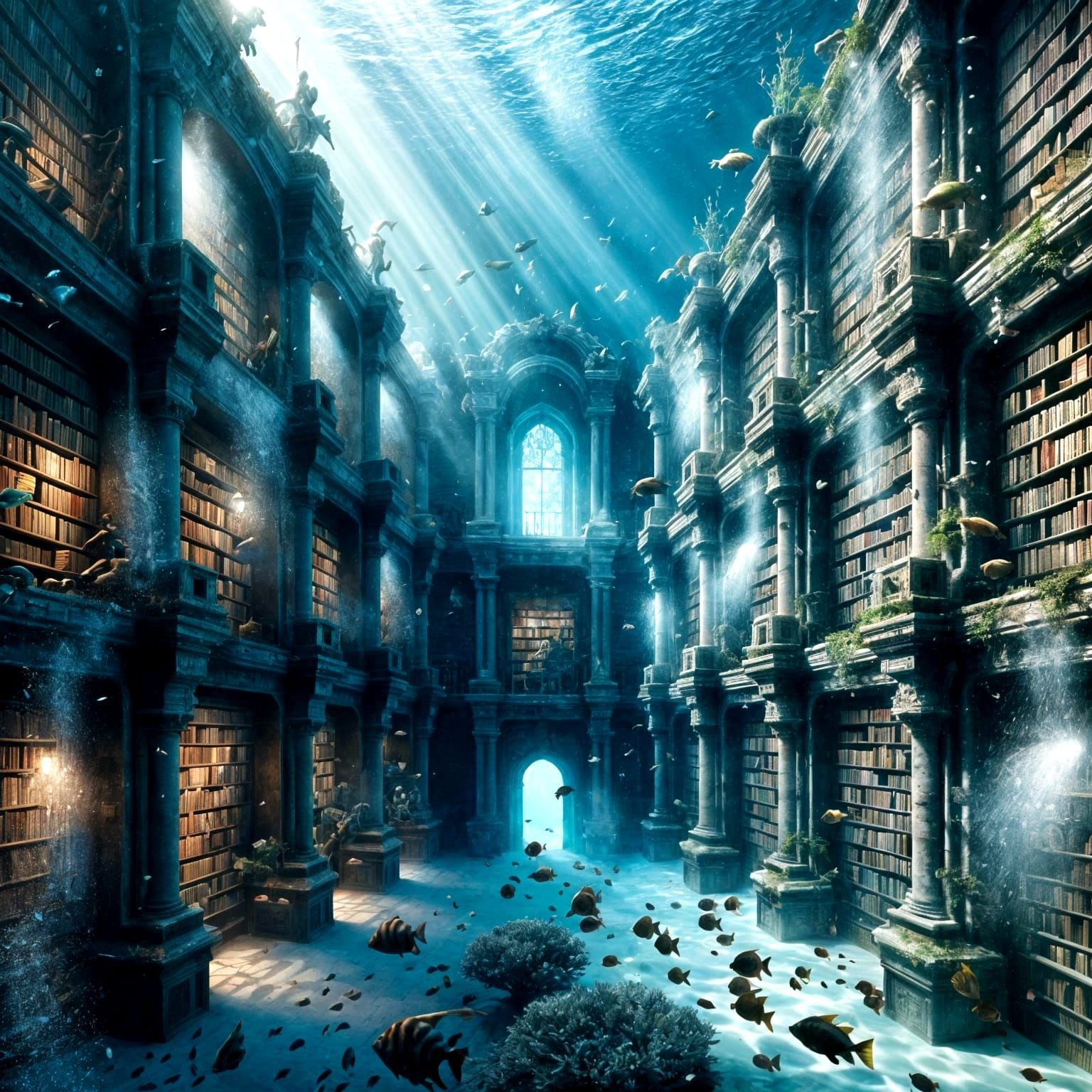 Forgotten Sunken Library  by @NectarinePie