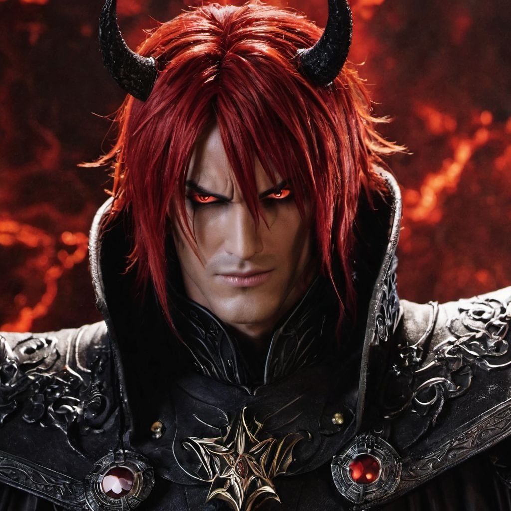 Anime style Animated character true form  Sirzechs Lucifer himself from 2011 highschool DxD anime tv show as an absolutely terrifying villai...