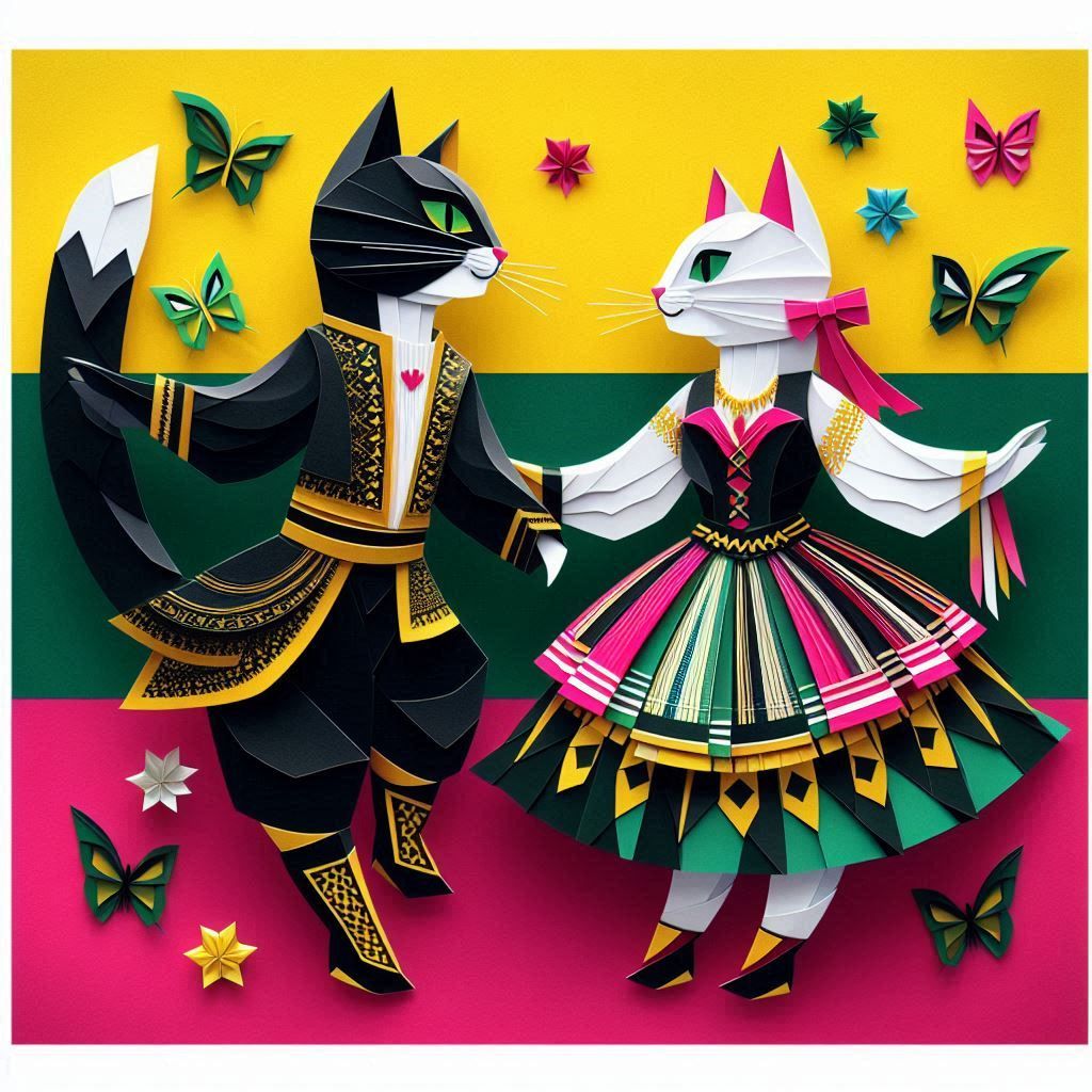 Happy couple of dancing cats 6