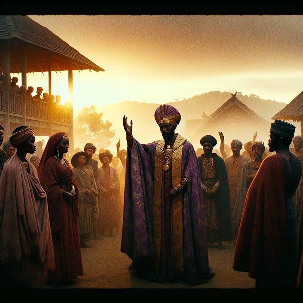 Regal Defeat in a Vintage Cinematic Village Square