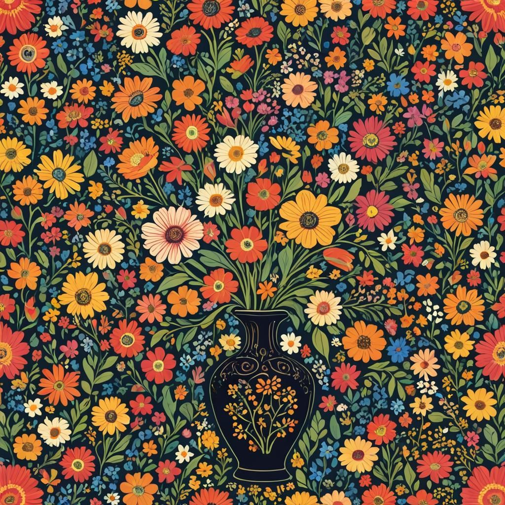 a vase with colorful flowers