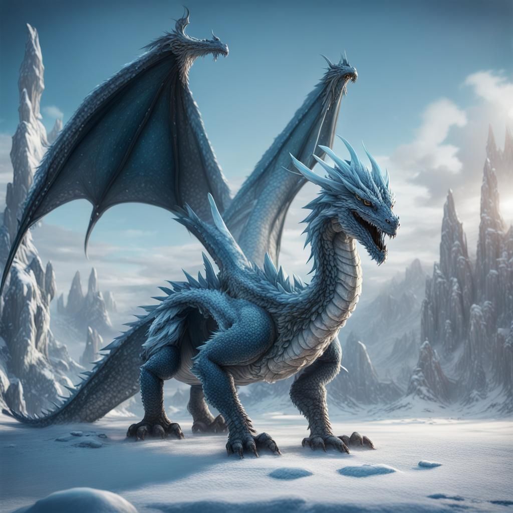 Big icedragon in snow - AI Generated Artwork - NightCafe Creator