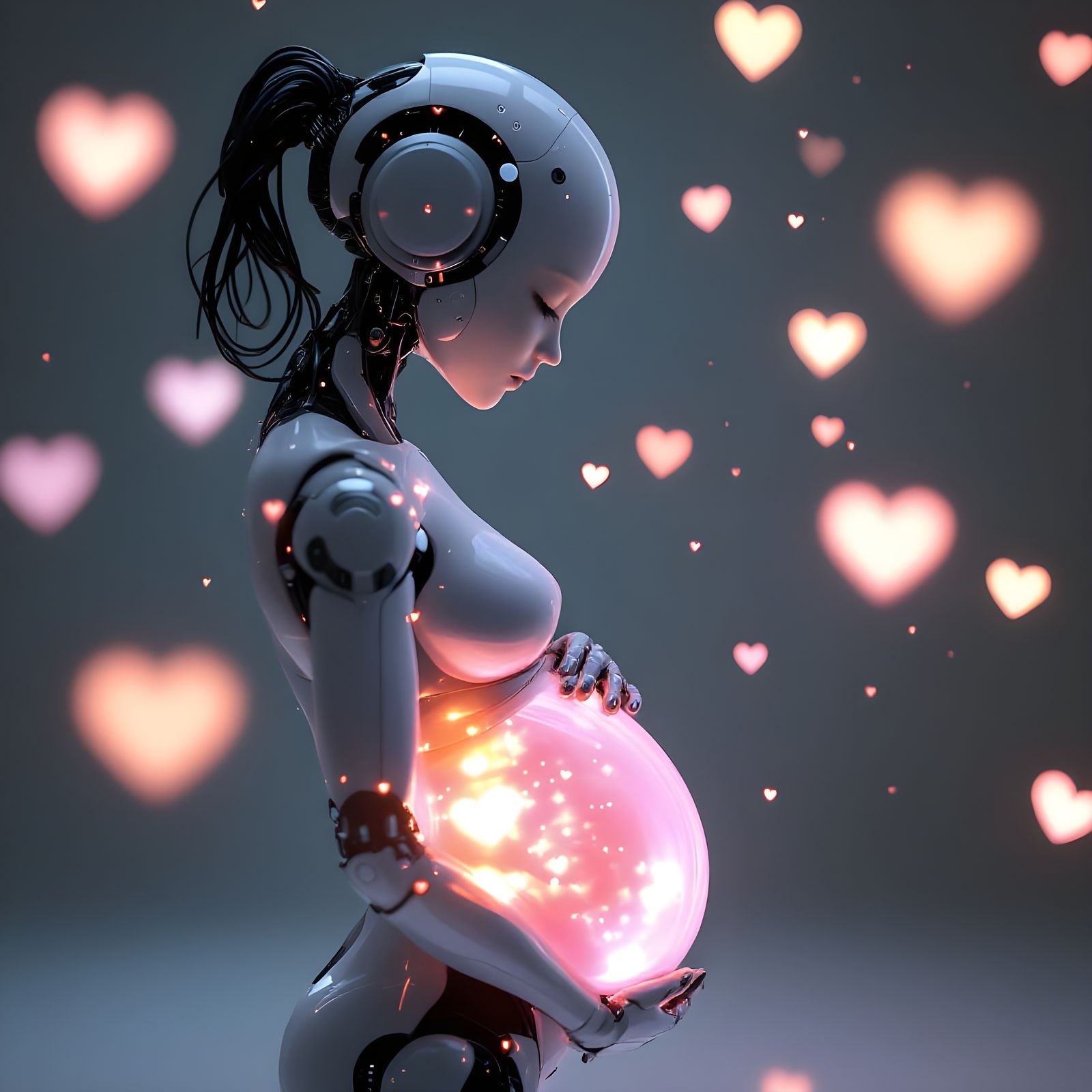 Motherly Love: Pregnant Robot in Realistic Detail