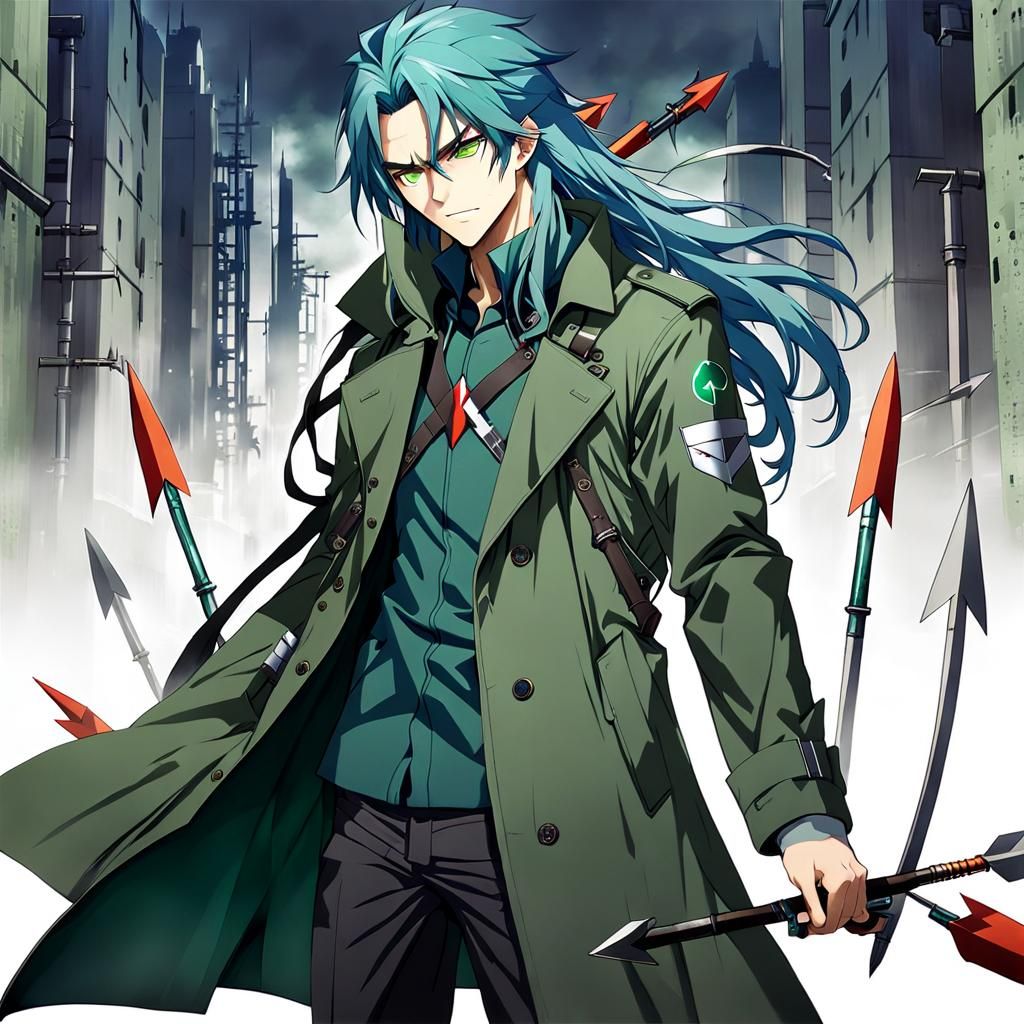 A Beautiful Bloody Bruised Frowning Young Man With Long Blue...