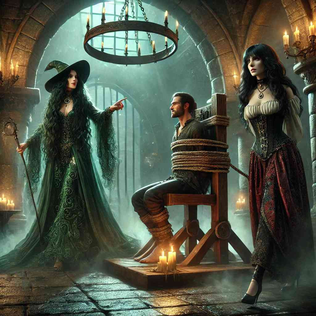 Witche and tied up pirate