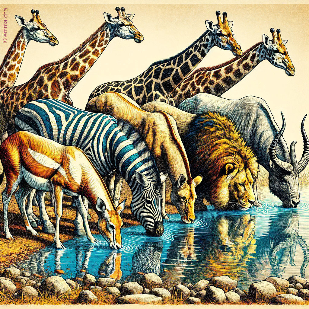 At the Savannah watering hole, giraffes must take a ticket