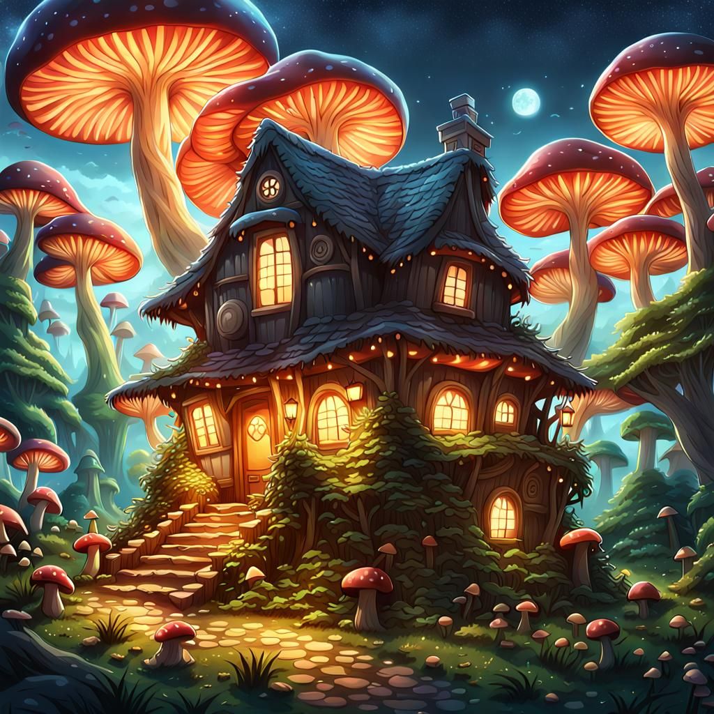 Mushroom house 🍄‍🟫 - AI Generated Artwork - NightCafe Creator