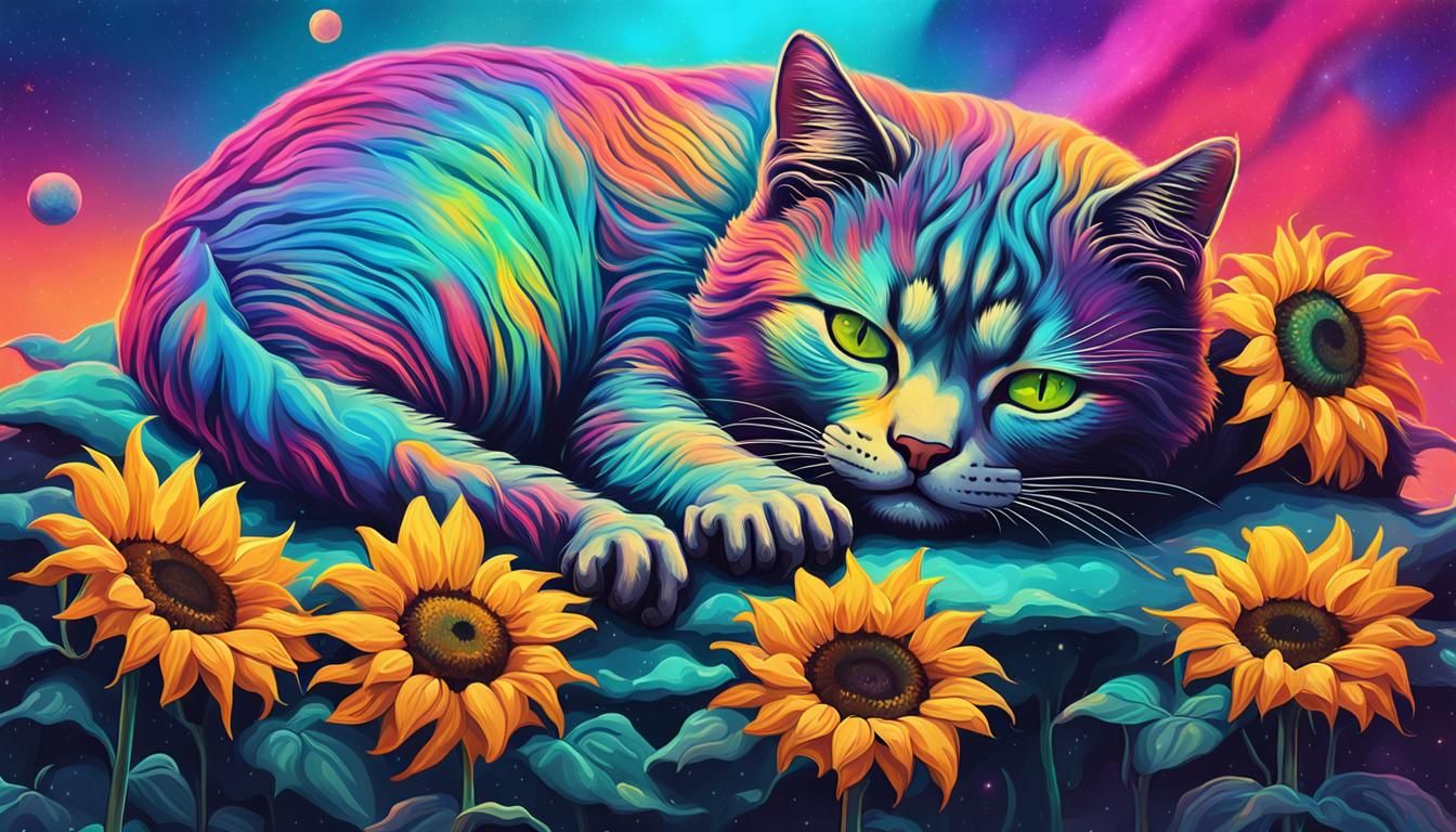 "Can you create a picture of a very cute little cat sleeping...