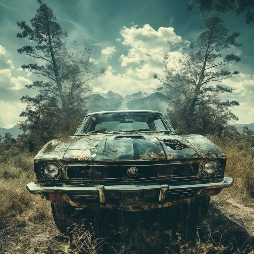 <lora:MJ 6 Double Exposure:1.0> Double exposure photography of a vehicle and a landscape, sharp focus, double exposure photography, ultra HD...