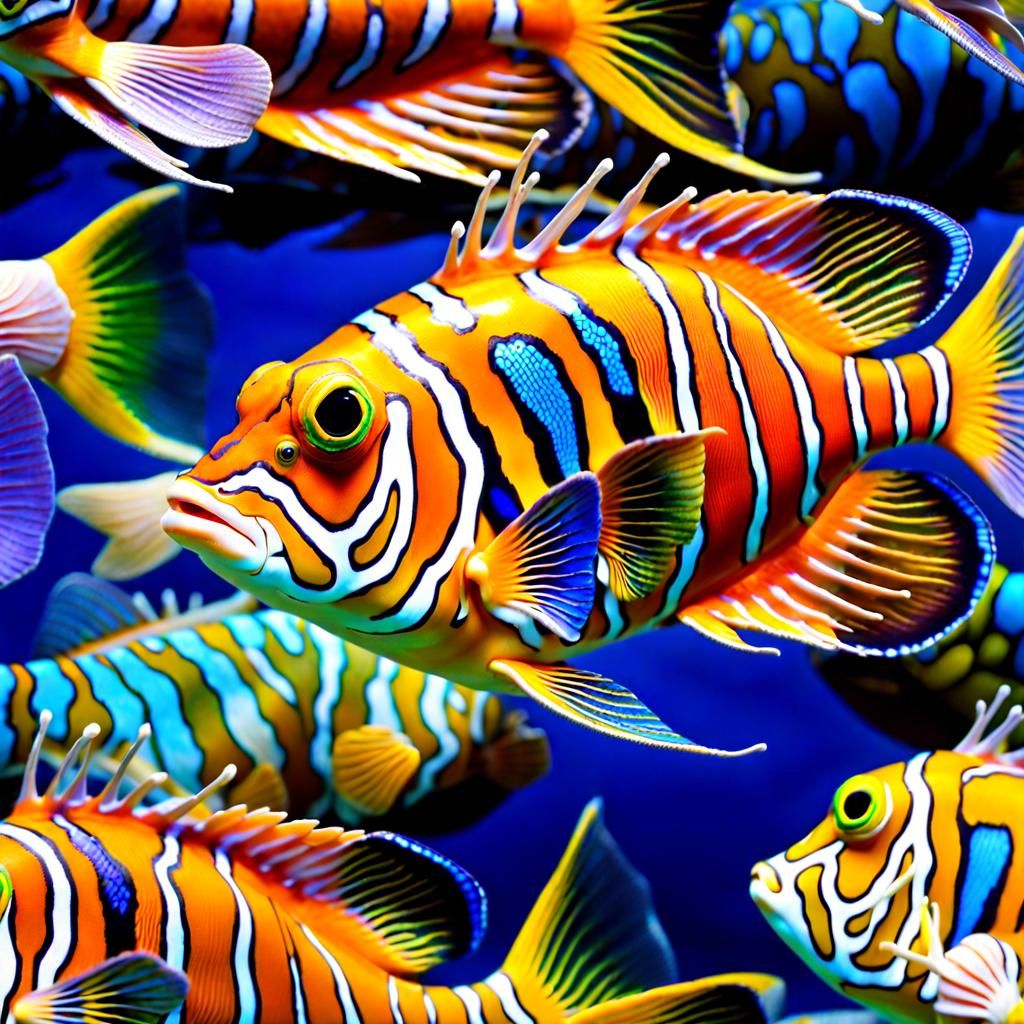 beautiful Mandarinfish, acrylic dip, swirling effect, realis...