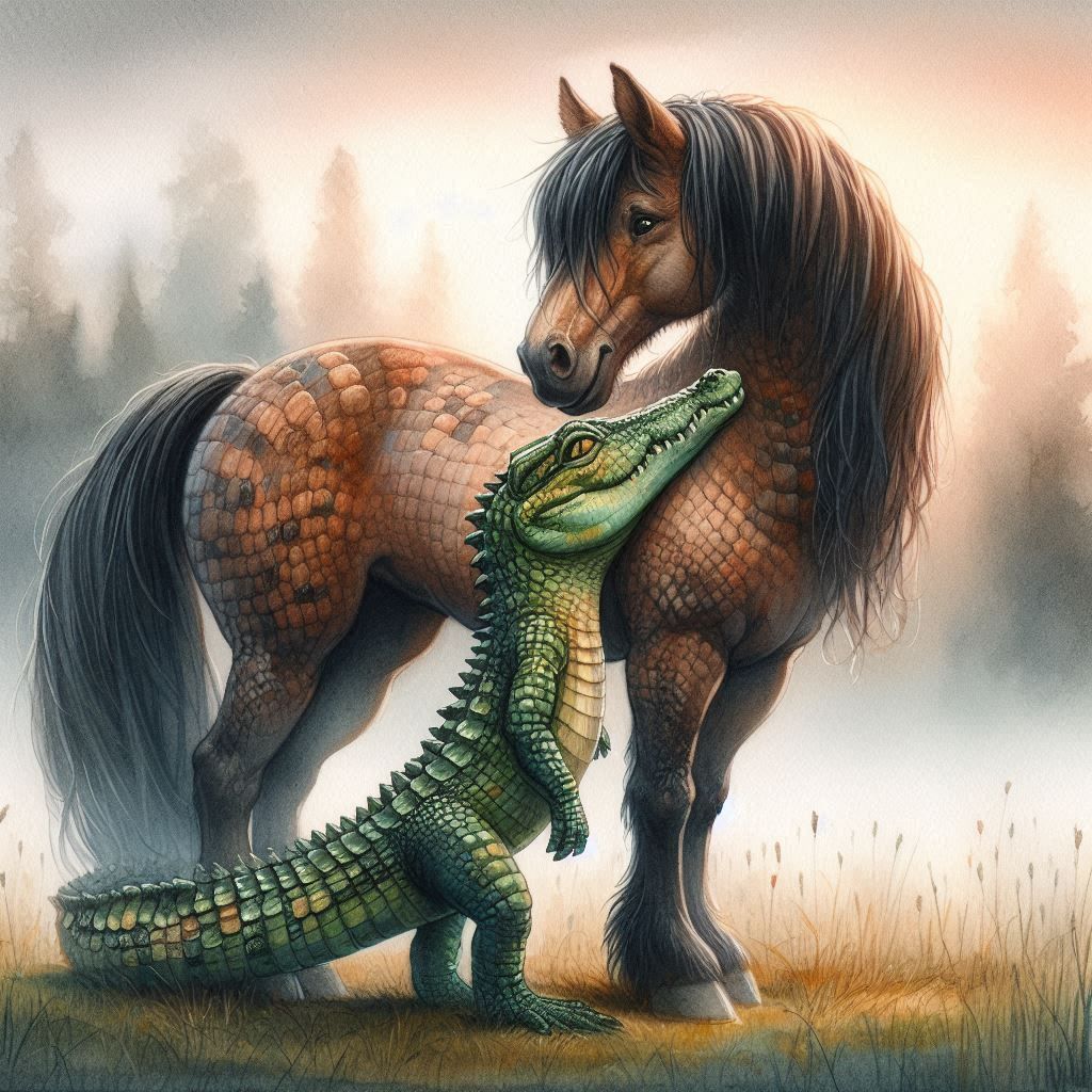 Horse-Crocodile Friends