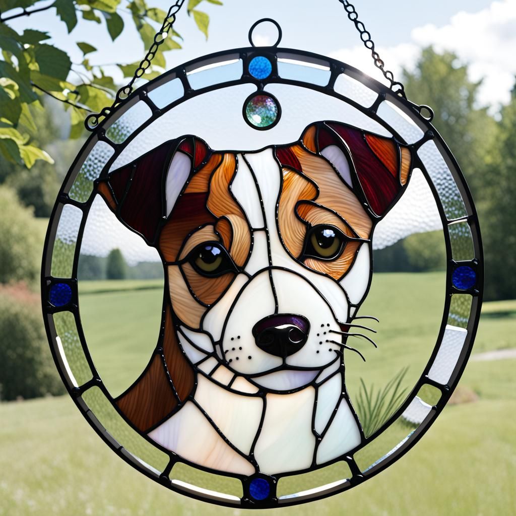 stained glass jack russell - AI Generated Artwork - NightCafe Creator