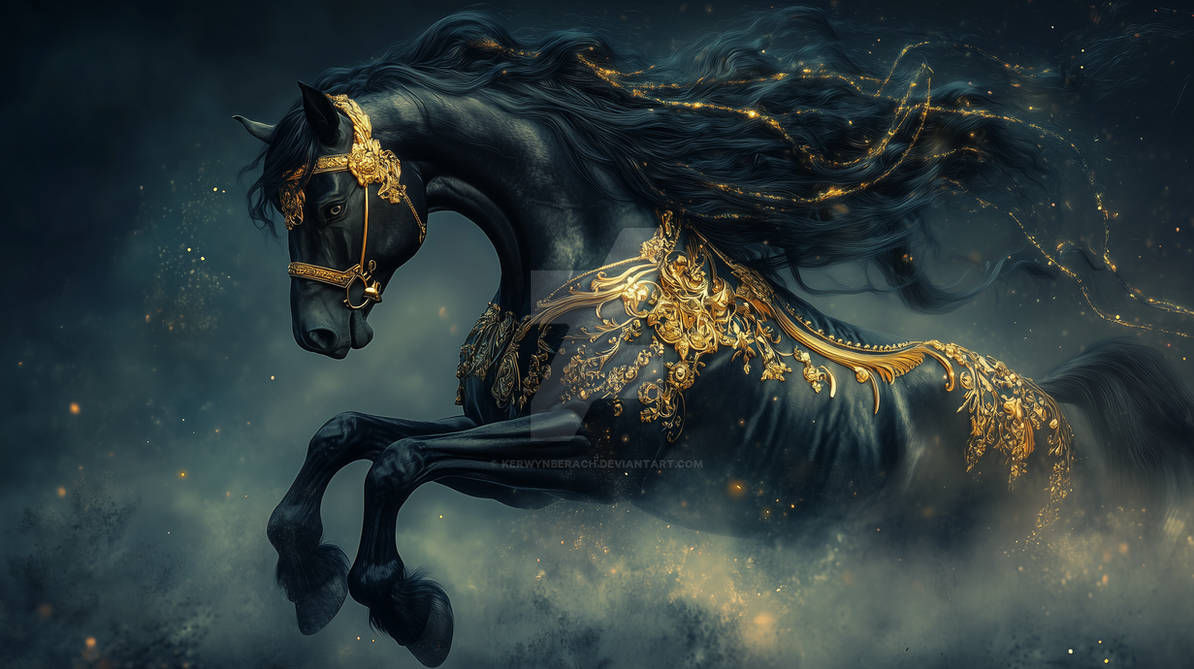 Black and gold horse