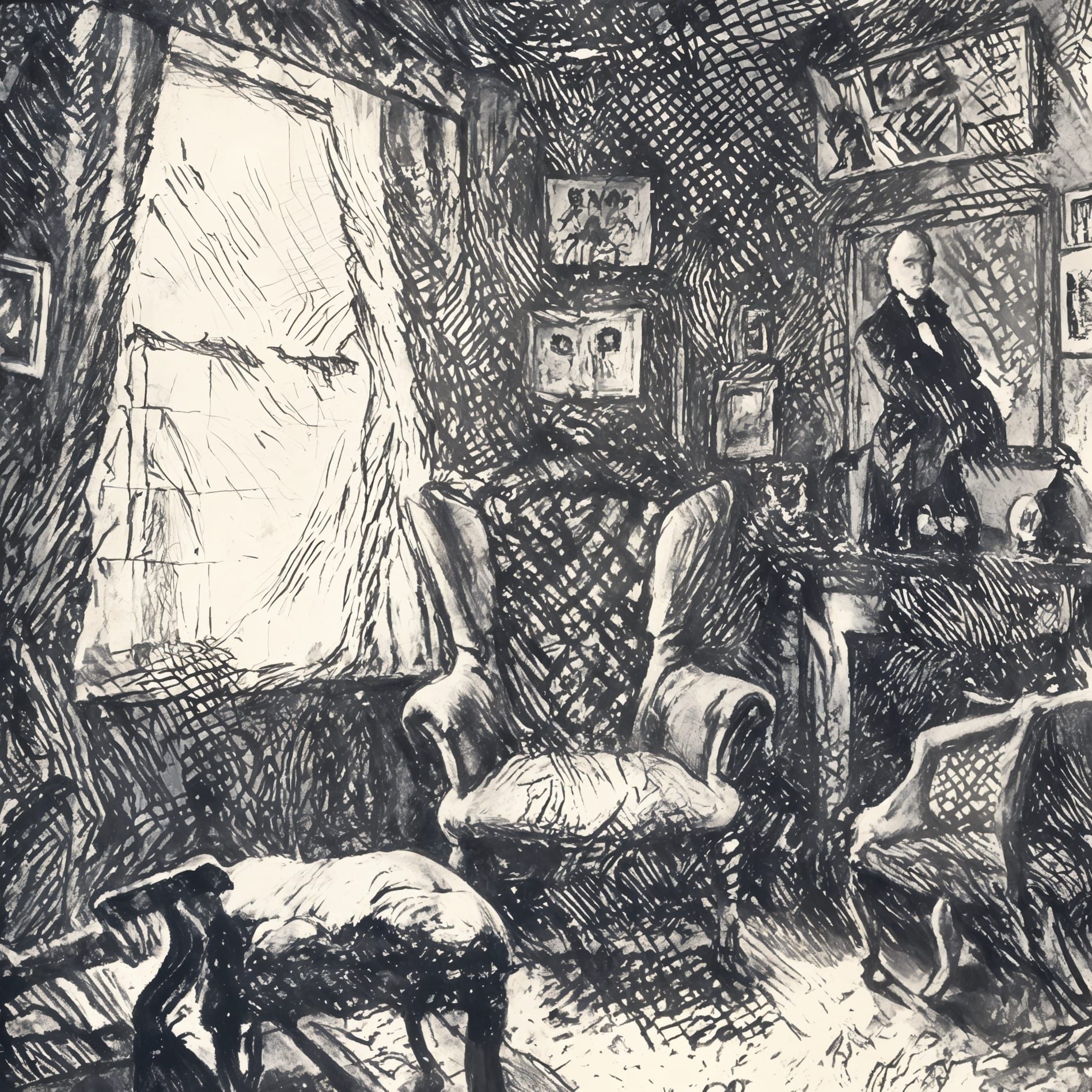 Inside 221B Baker street, Joseph Clement Coll style