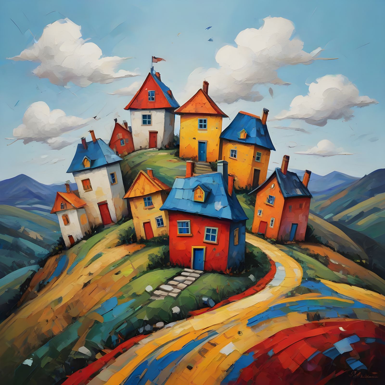 Whimsical Hilltop houses  by @Chantal-Rose