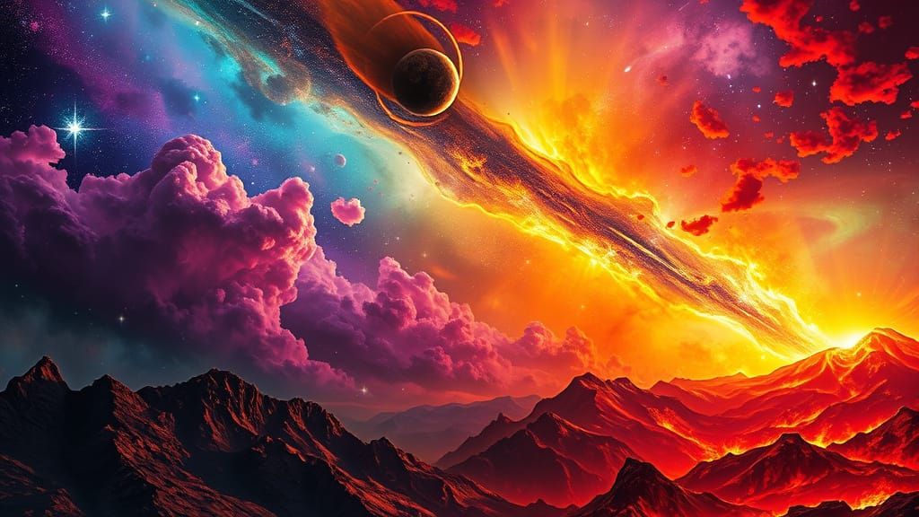 Splendor of the cosmic sky: Between clouds and comets.  by @mary benoite