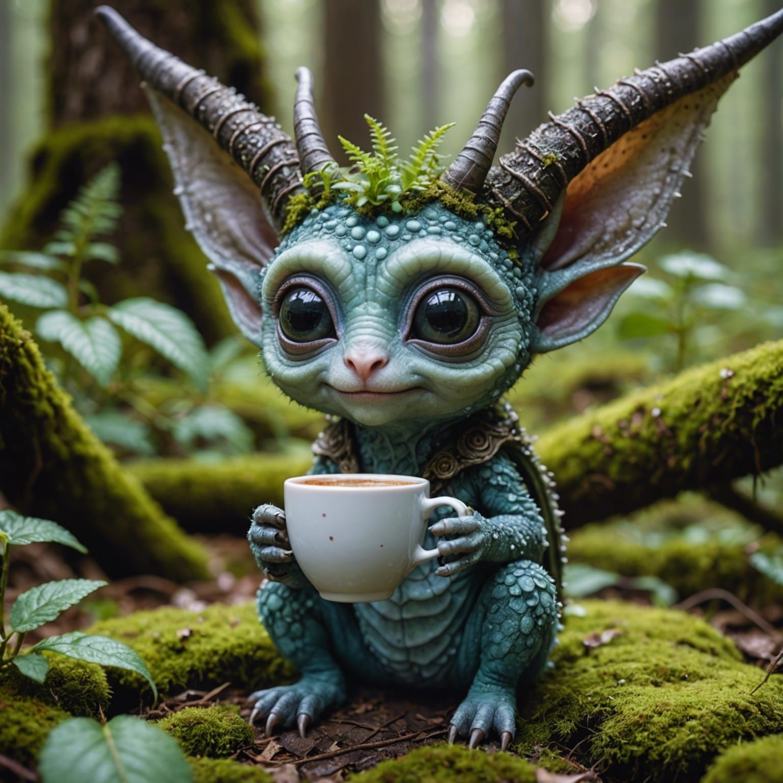 Creature with coffee  by @Twinkletoast