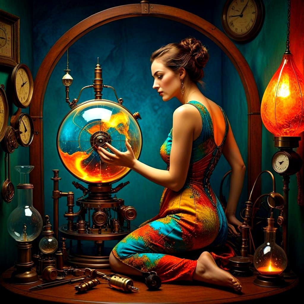 Surrealistic Lady Restores Ancient Wonders in Vibrant Hues