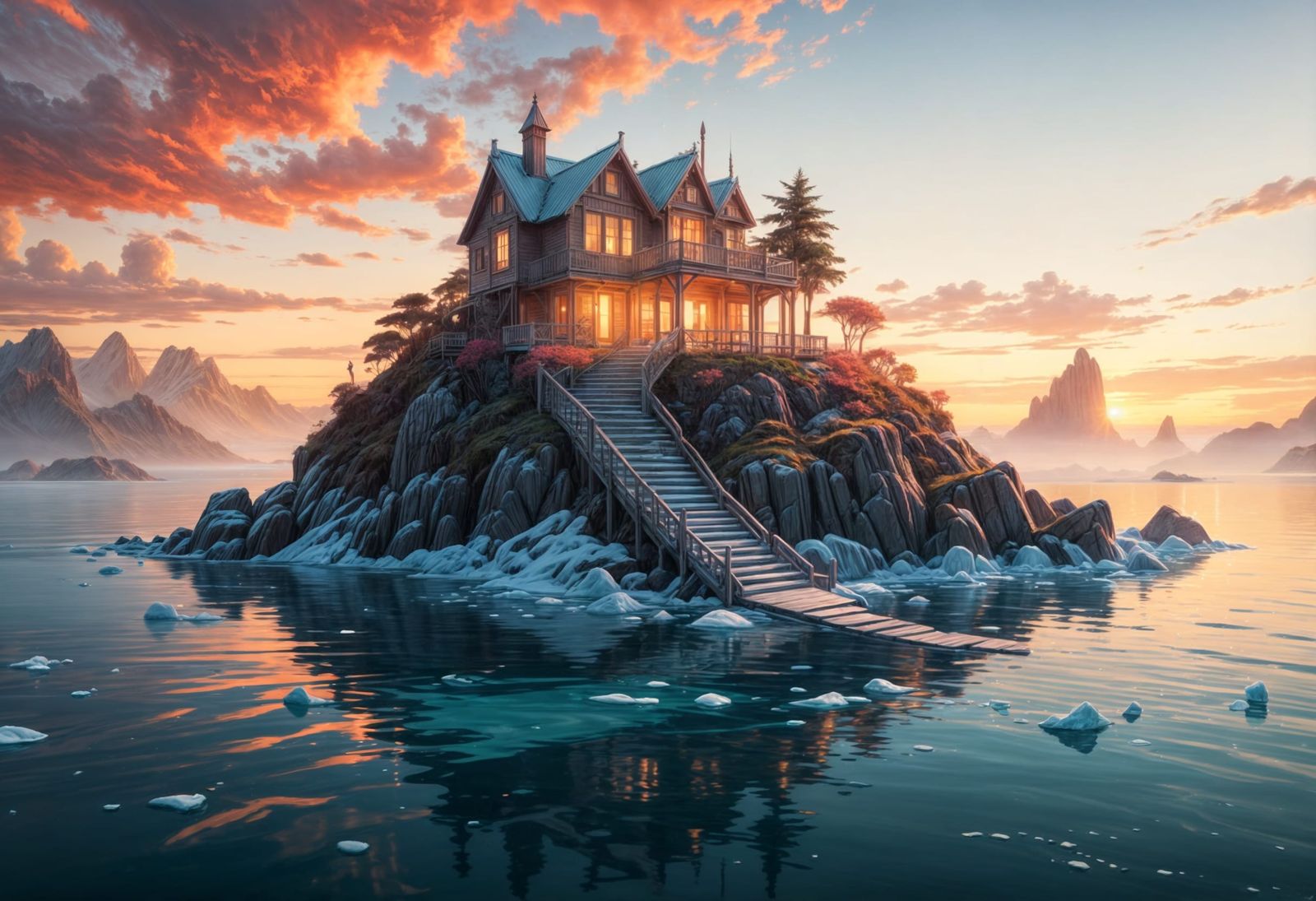 Cozy island the middle of large ocean.