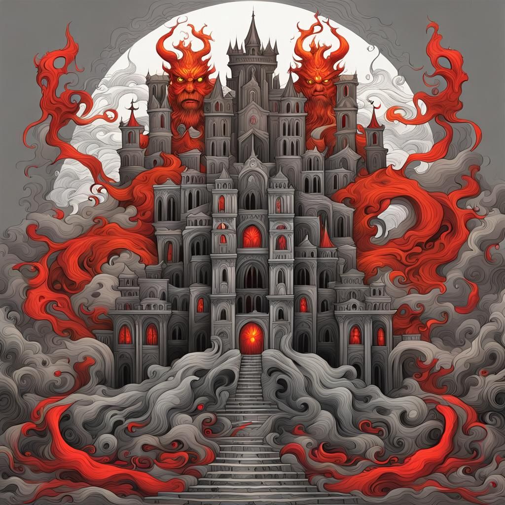 Flaming Castle - AI Generated Artwork - NightCafe Creator