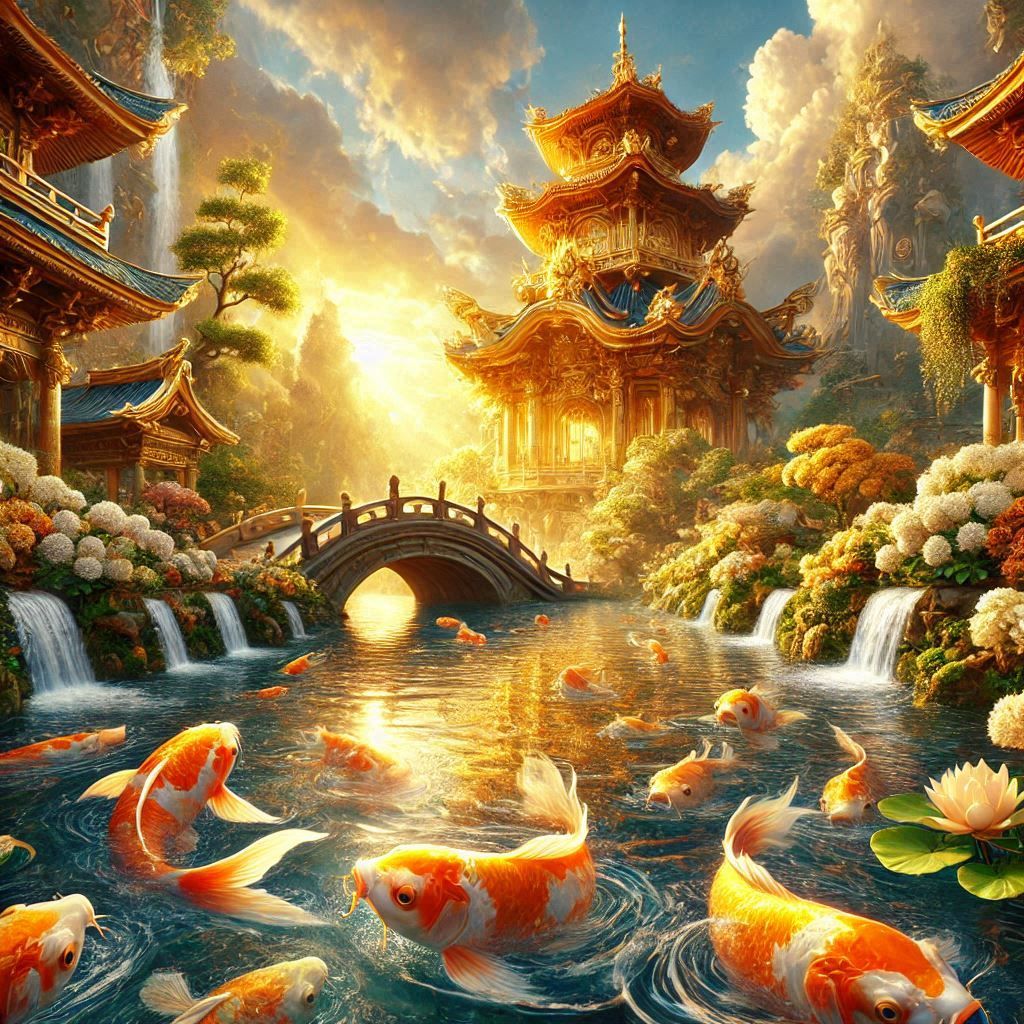 Golden koi pond