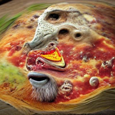 Pizza with super-realistic mouth eating Planet earth