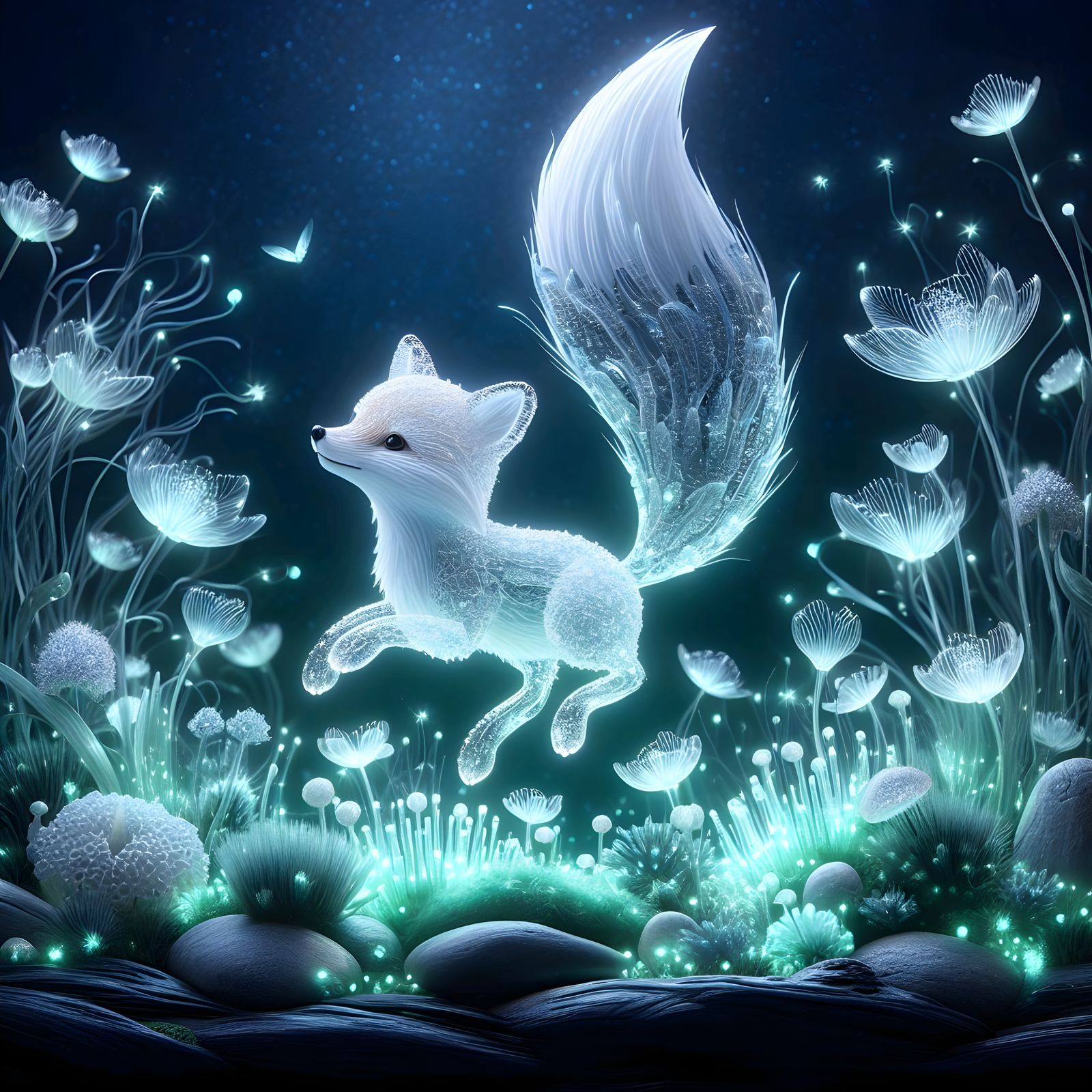 Bioluminescent glass fox