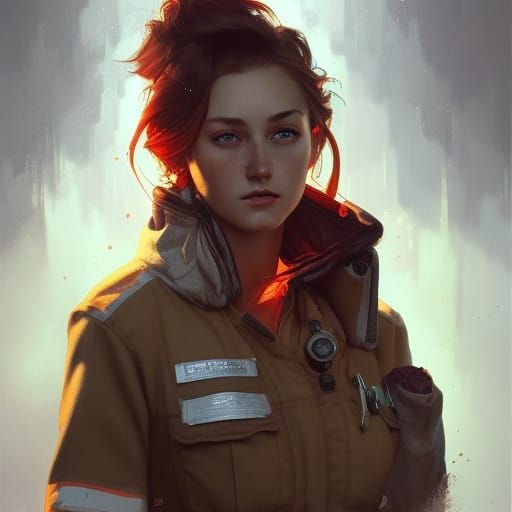 Firefighter girl first day - AI Generated Artwork - NightCafe Creator