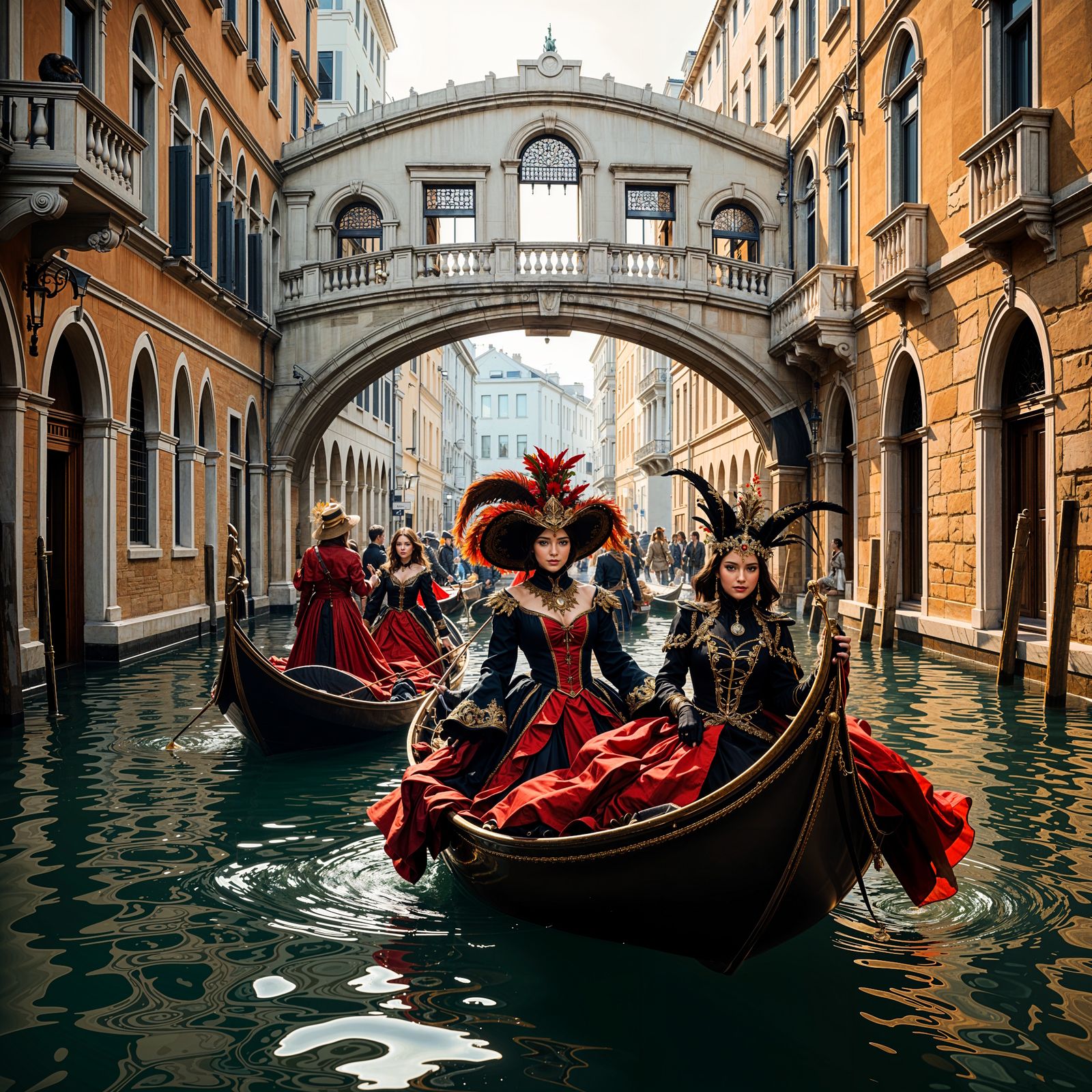 Masked Revelers in Venice