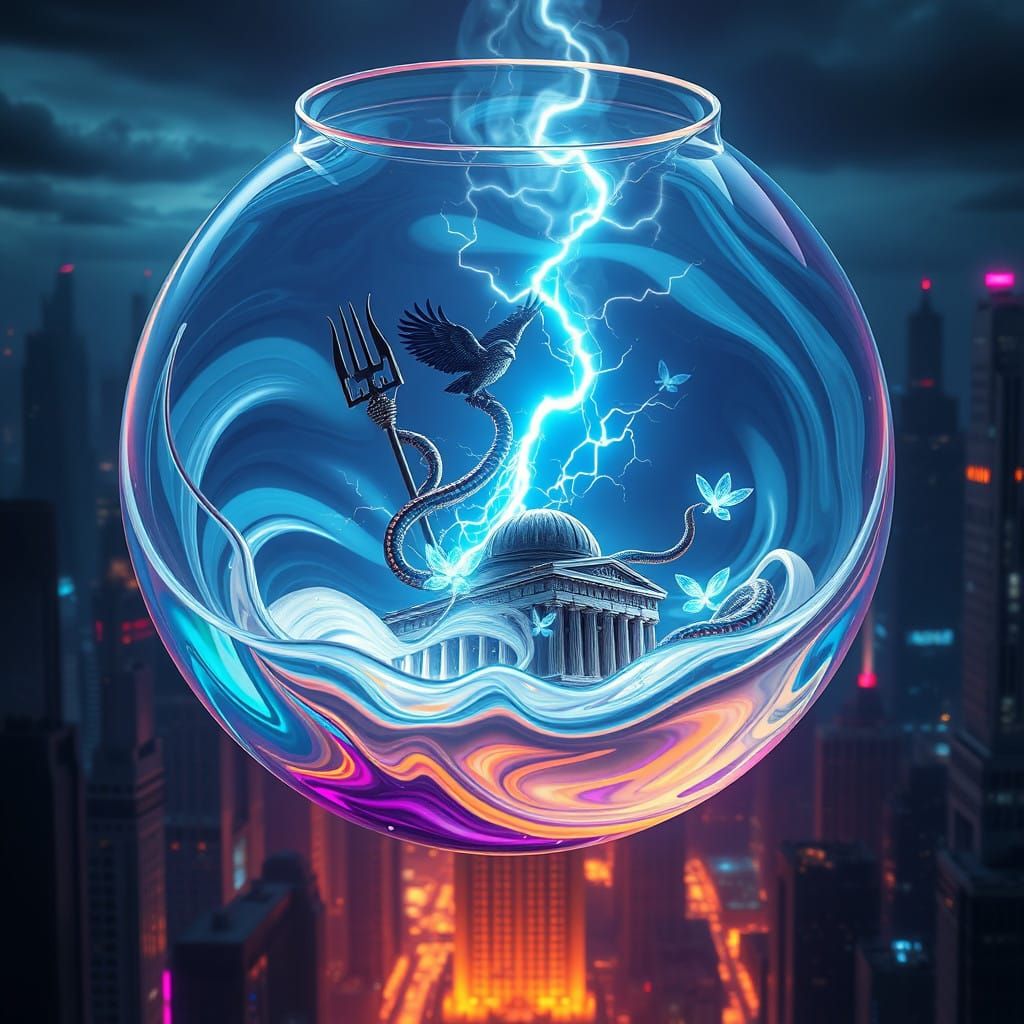 Cyberpunk Beaker Ecosystem in Dystopian Cityscape