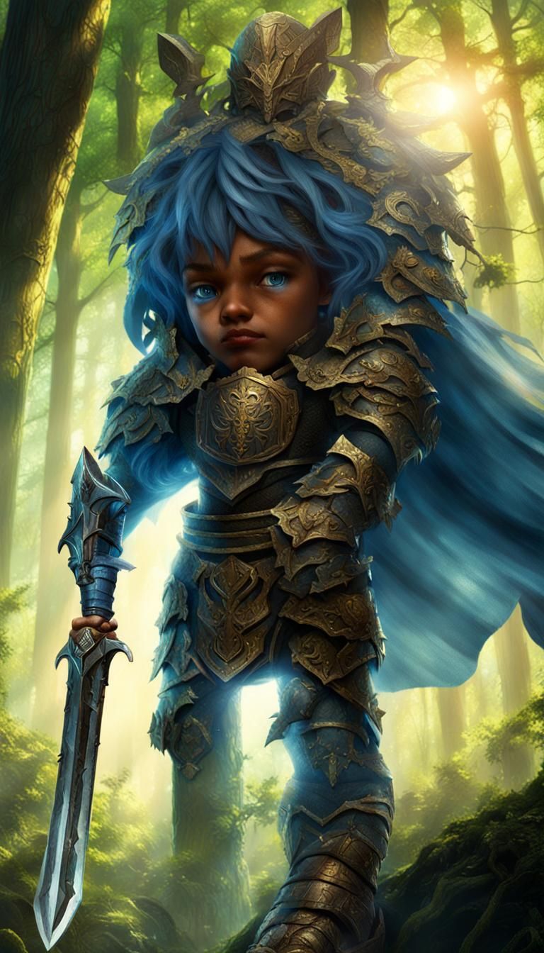 Majestic Armored Warrior in Mystical Forest
