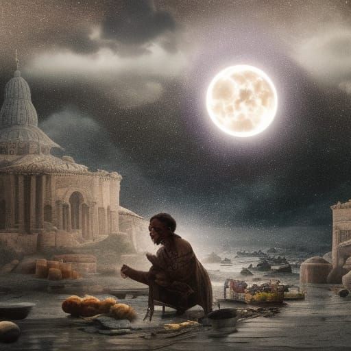 Au royaume de la faim la terre est prosaïque ;la pleine lune...