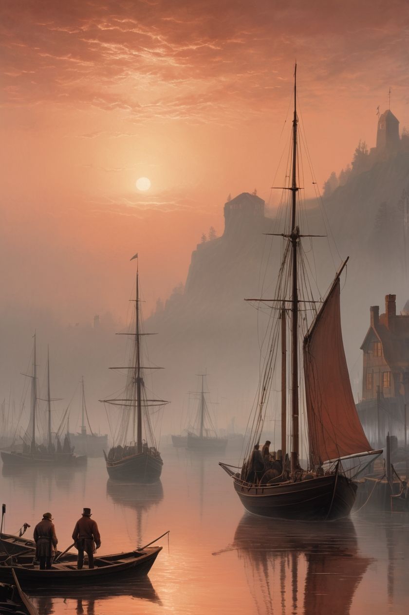 Ships in the port in the evening