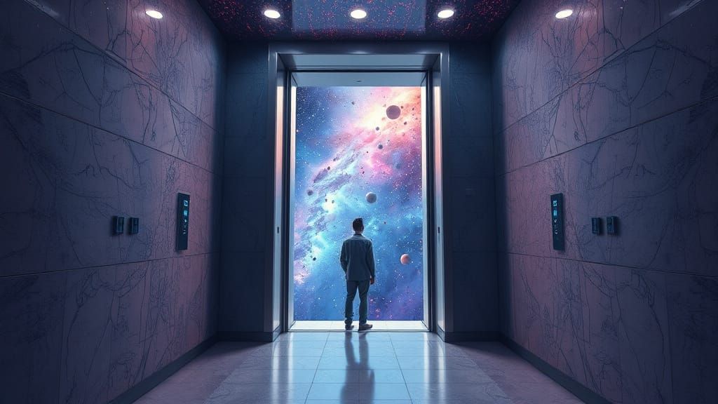 you are standing in a normal high rise building waiting for the elevator, when the elevator door opens ...  by @Hereami