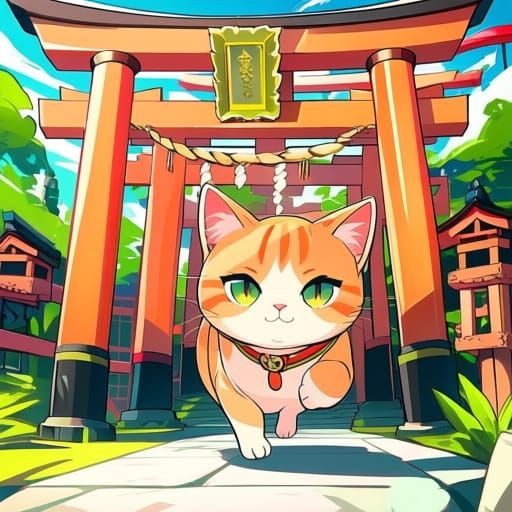 Ginger Cat in Shinto Shrine: Anime Key Visual