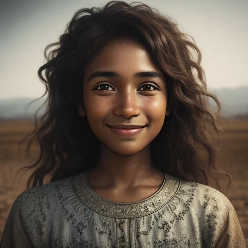 Chagall Style lightbrown skinned bride smiling
