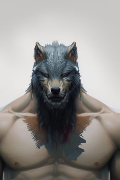 Detailed Wolfman Portrait in Comic Book Style